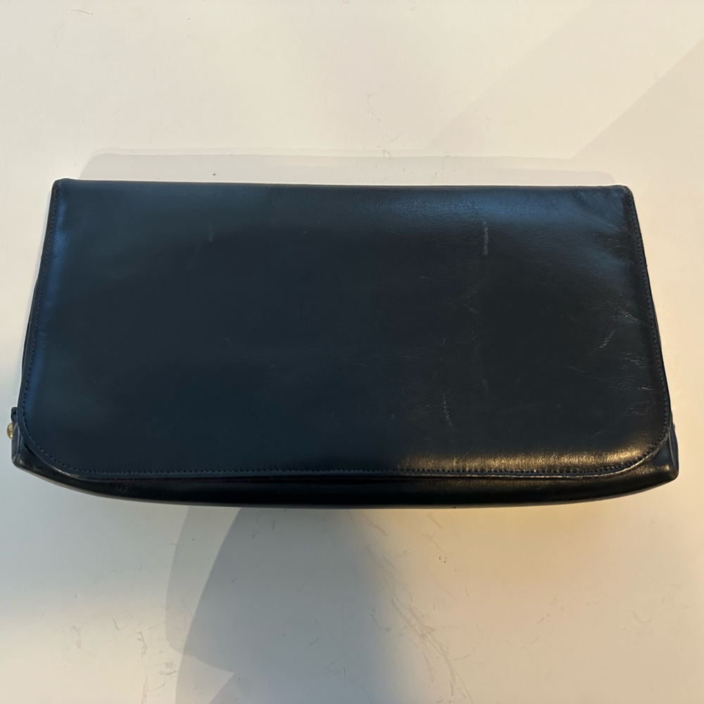 Best & Company Fifth Avenue navy blue leather clutch bag